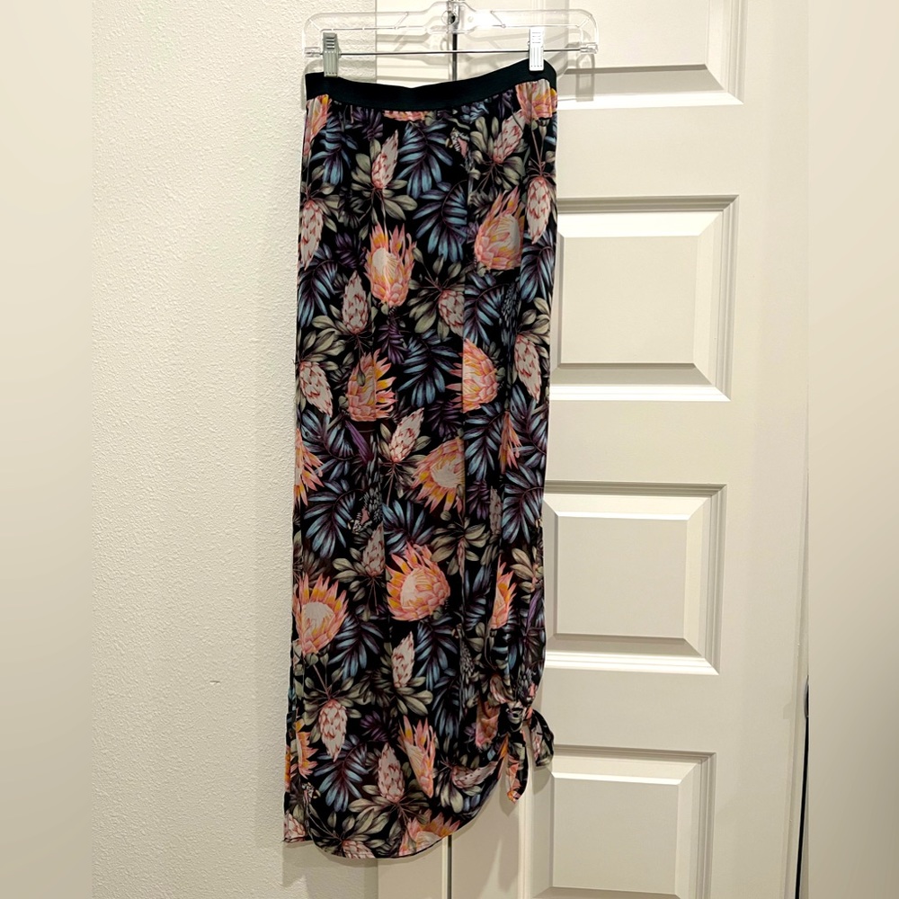 Sheer floral maxi skirt
